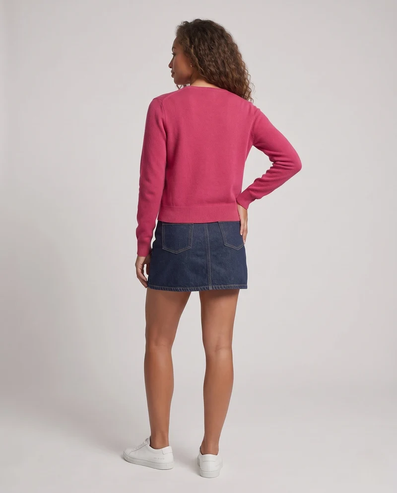 Damen Boxy-Knopfcardigan aus feinem Strick mit goldschimmernden Schmuckknöpfen und gerippten Abschlüssen Nord Taschen