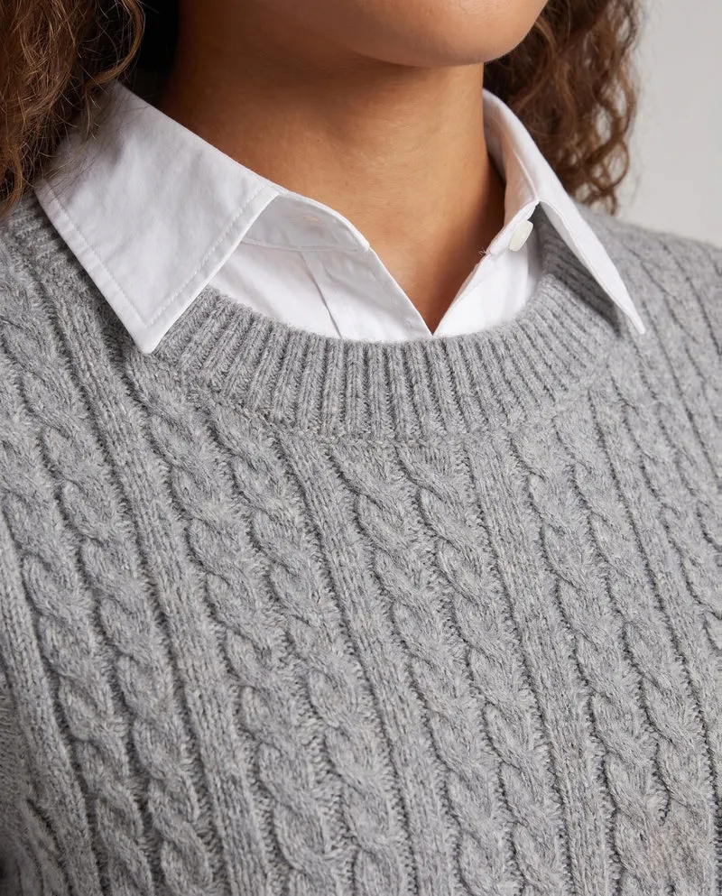 Damen Ärmellose Zopfstrick‑Weste im Mohair‑Look mit rundem Ausschnitt Nord Taschen