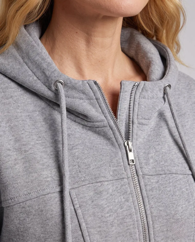 Damen Cropped Sweat-Kapuzenjacke mit elastischem Bund und Oversized-Ärmeln Nord Taschen