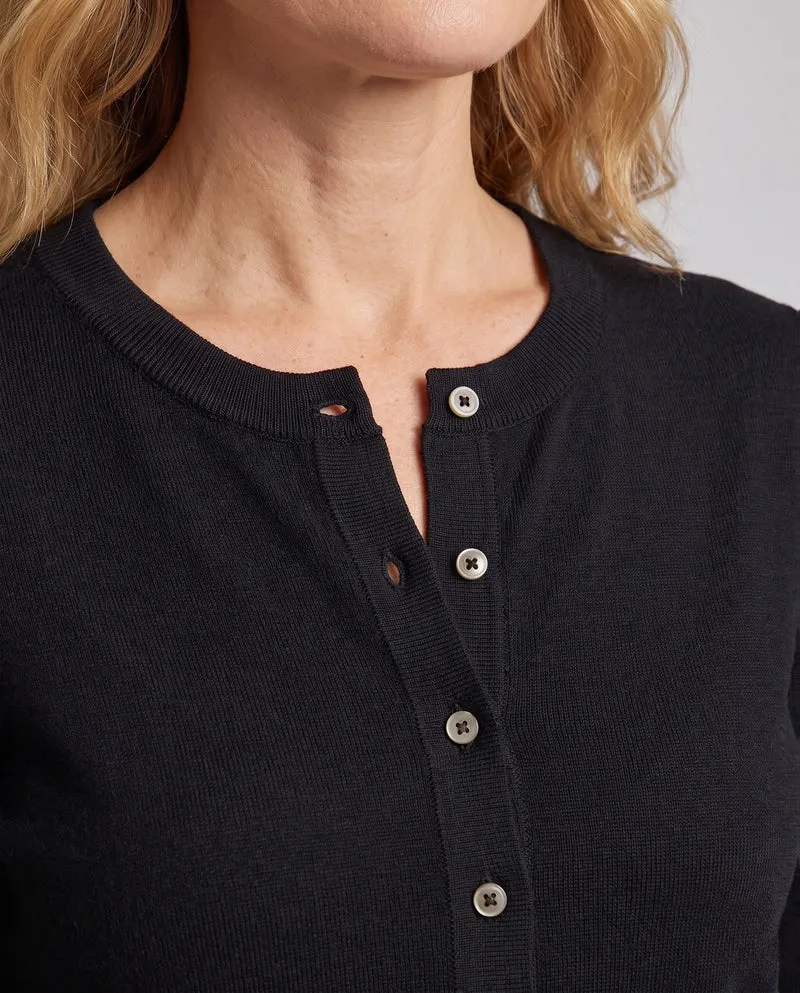 Damen Feinstrickpullover mit Henley‑Knopfleiste und Rippbündchen Nord Taschen