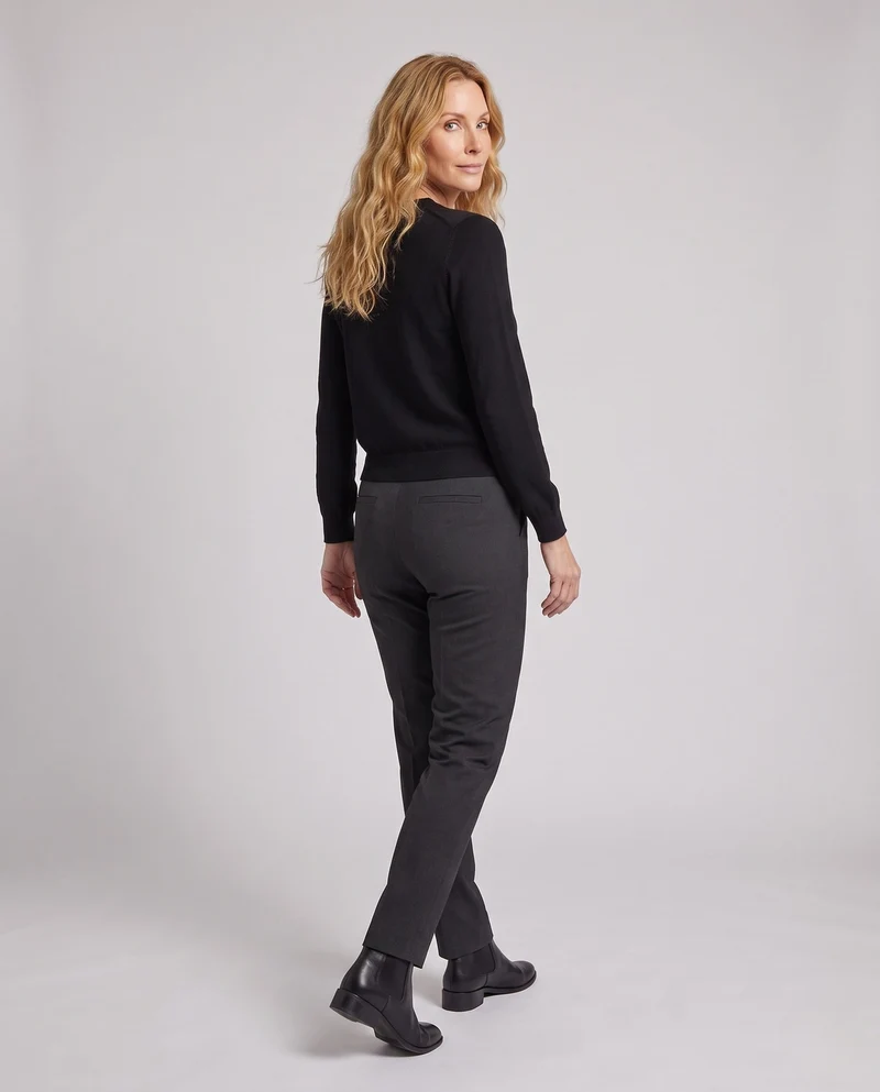 Damen Feinstrickpullover mit Henley‑Knopfleiste und Rippbündchen Nord Taschen