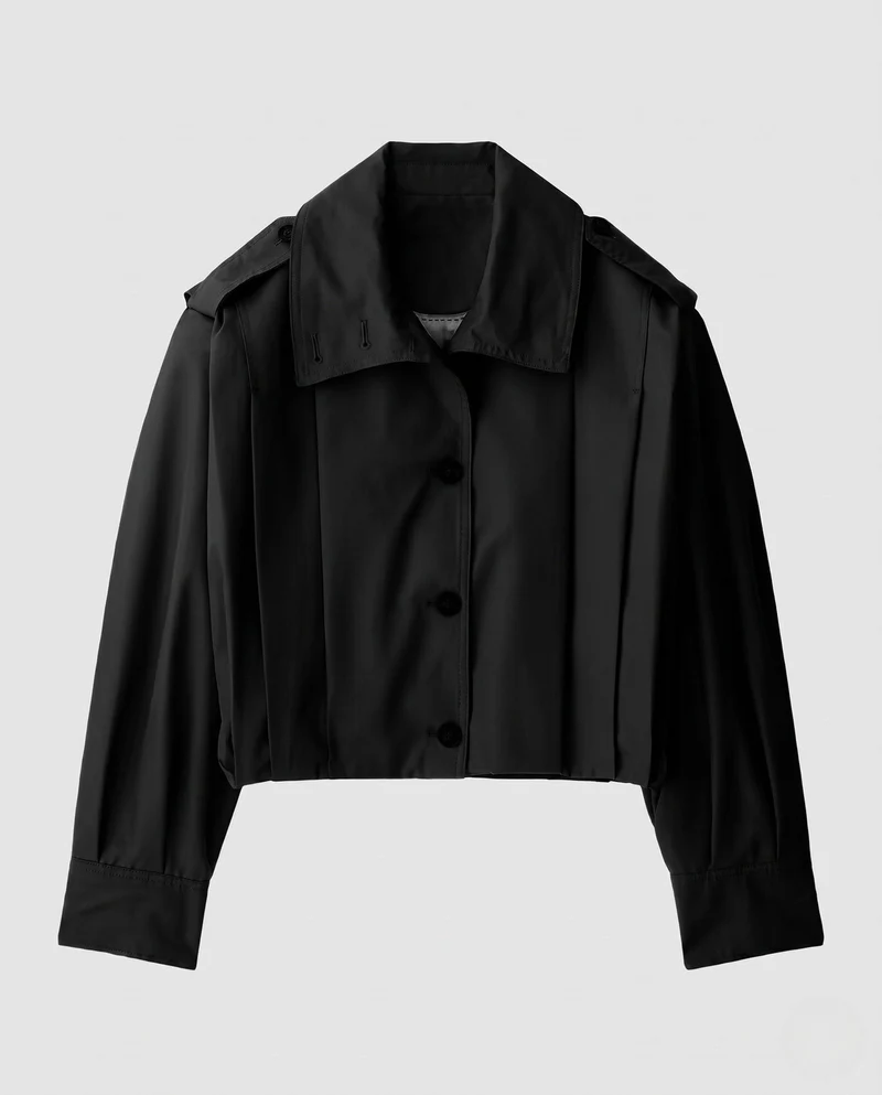 Damen Kurz geschnittene Boxy‑Blousonjacke mit Hemdkragen und Schulterklappen Nord Taschen