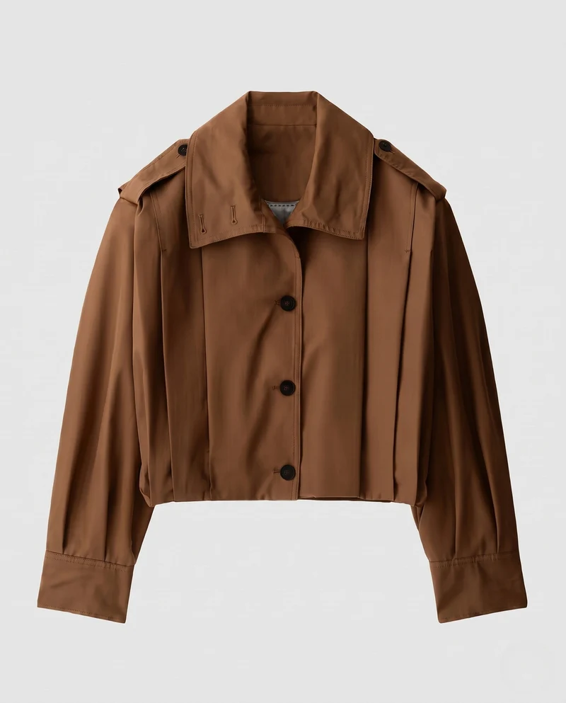 Damen Kurz geschnittene Boxy‑Blousonjacke mit Hemdkragen und Schulterklappen Nord Taschen
