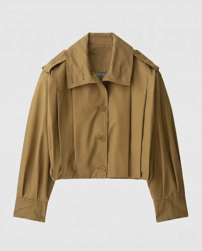 Damen Kurz geschnittene Boxy‑Blousonjacke mit Hemdkragen und Schulterklappen Nord Taschen