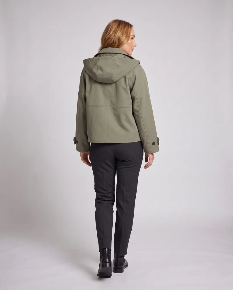 Damen Kurz geschnittener Boxy‑Trench mit Reverskragen und Oversize‑Ärmeln Nord Taschen