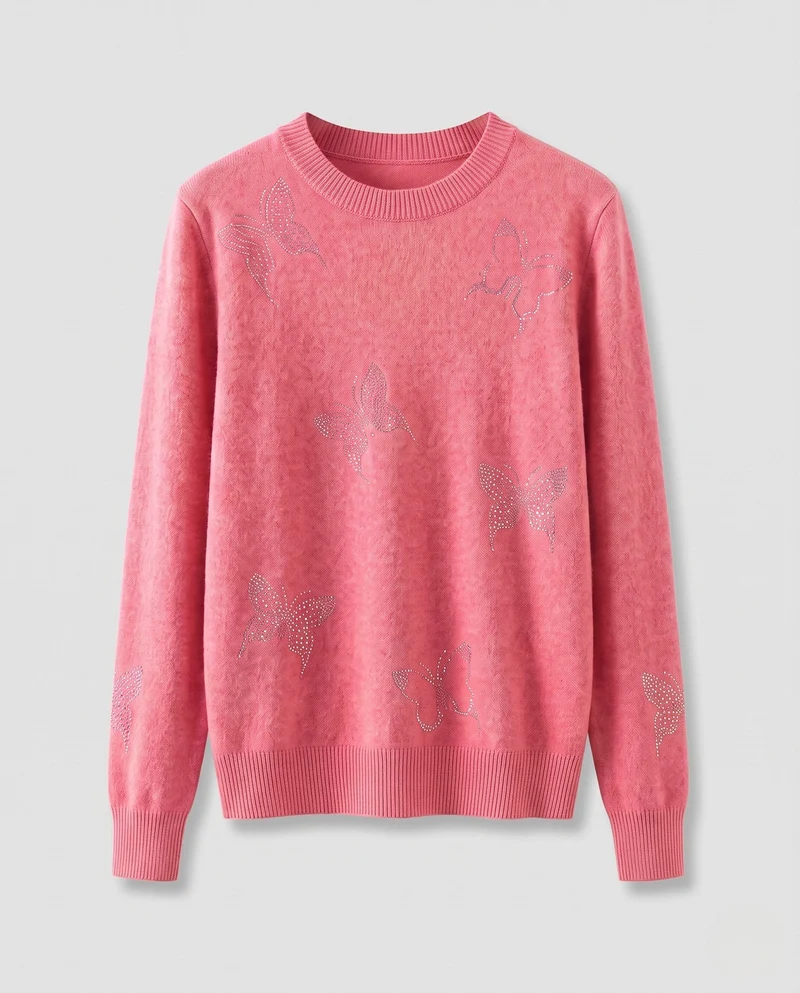 Damen Feiner Schmetterlingsapplikationspullover aus Mohair‑Mix Nord Taschen