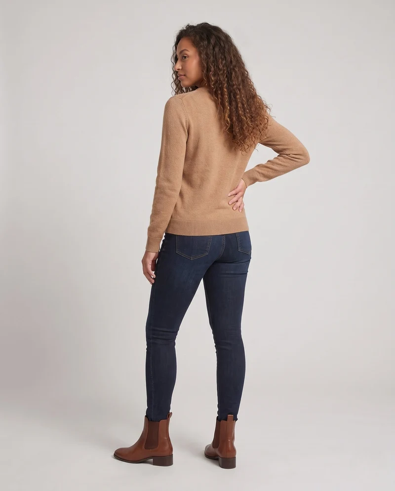 Damen Feiner Rundhalspullover mit funkelnder Strass‑Cascade und kaschmirähnlicher Haptik Nord Taschen