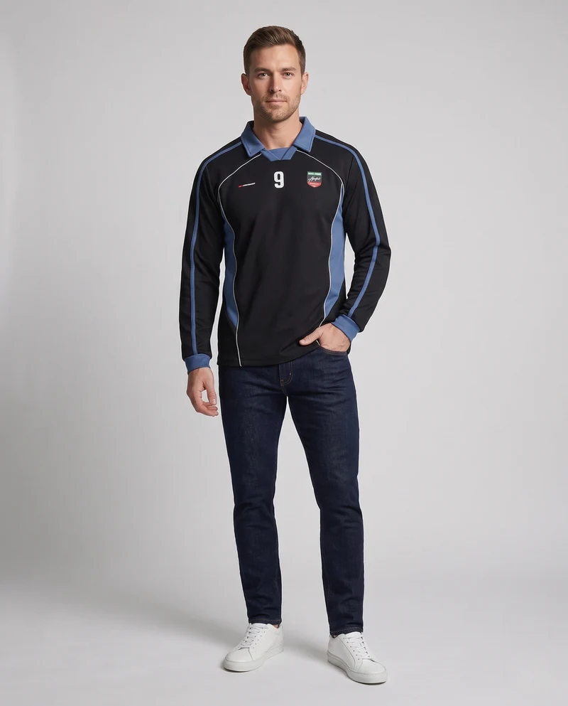 Herren Sportlicher Langarm-Polo Nord Taschen