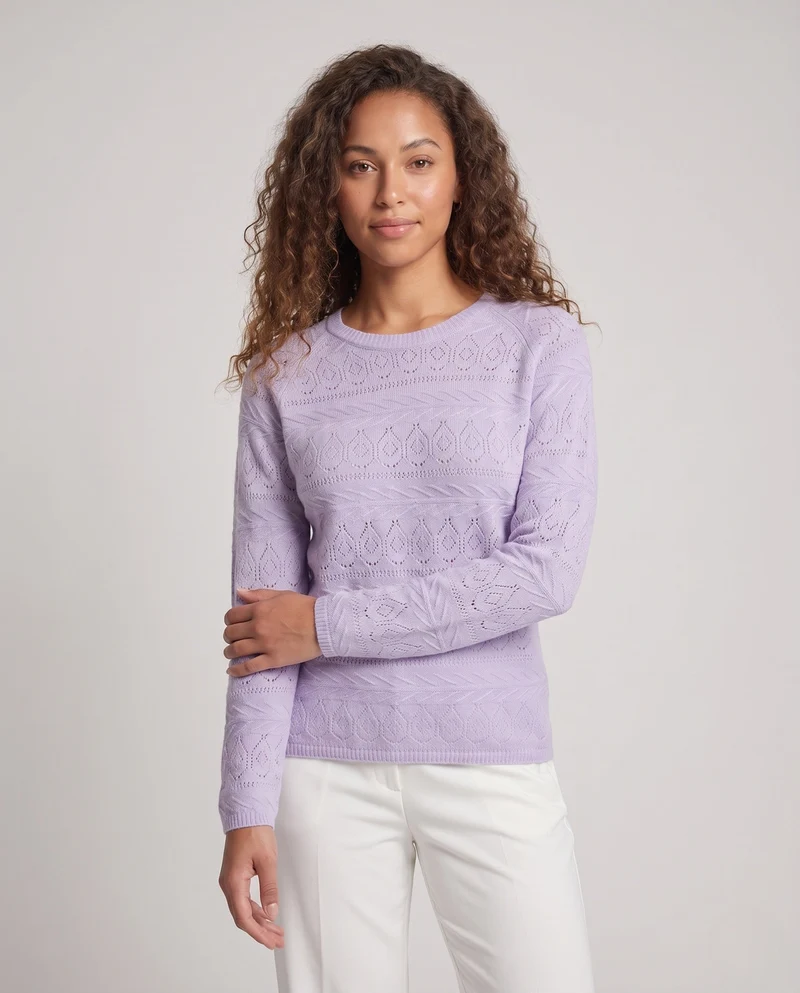 Damen Feinstrickpullover mit Ajourmuster und weichem Mohair‑Look Nord Taschen