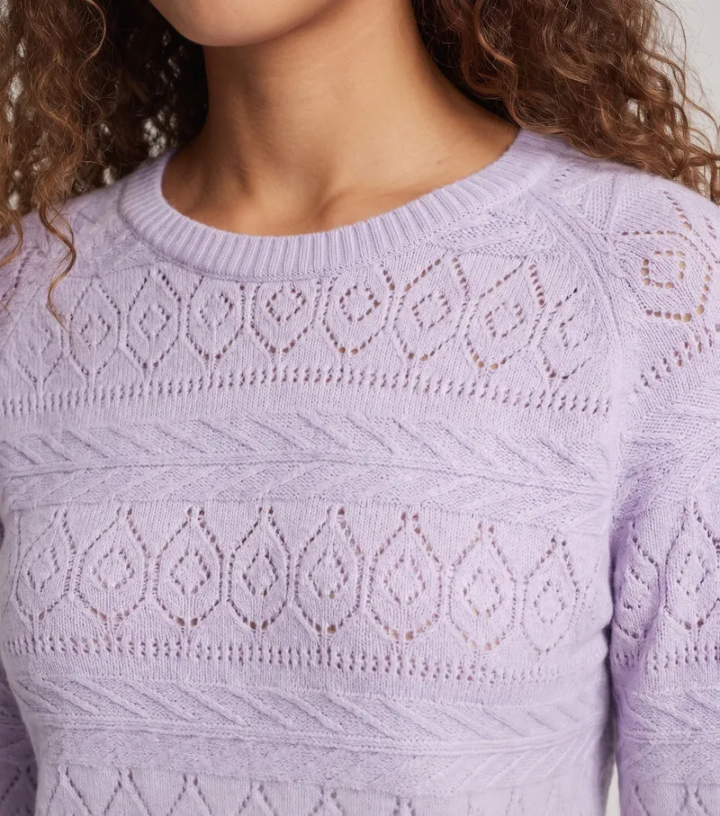 Damen Feinstrickpullover mit Ajourmuster und weichem Mohair‑Look Nord Taschen