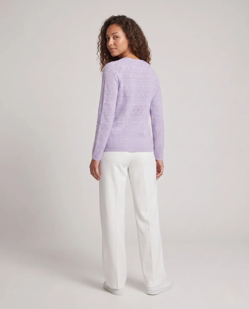 Damen Feinstrickpullover mit Ajourmuster und weichem Mohair‑Look Nord Taschen