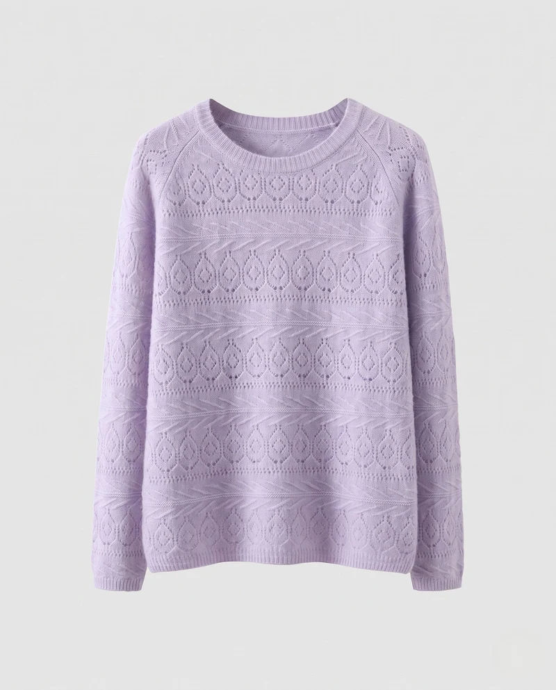 Damen Feinstrickpullover mit Ajourmuster und weichem Mohair‑Look Nord Taschen