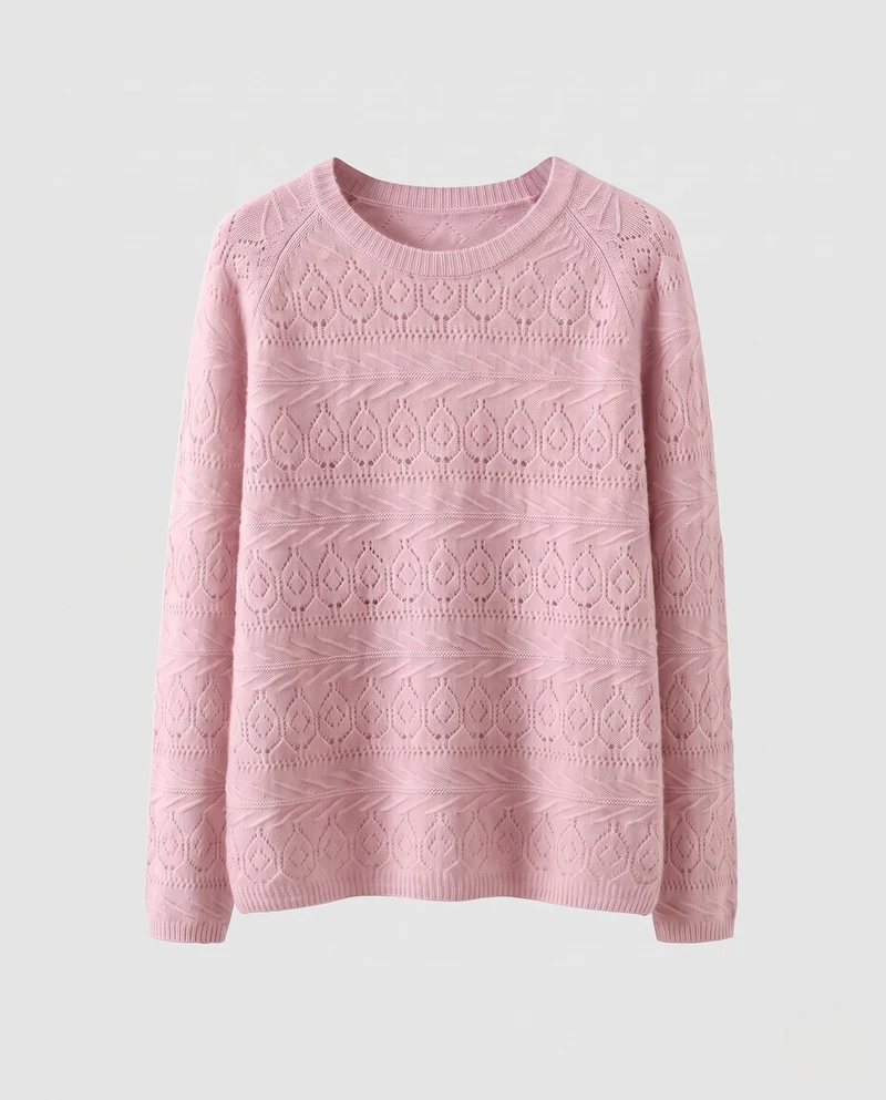Damen Feinstrickpullover mit Ajourmuster und weichem Mohair‑Look Nord Taschen