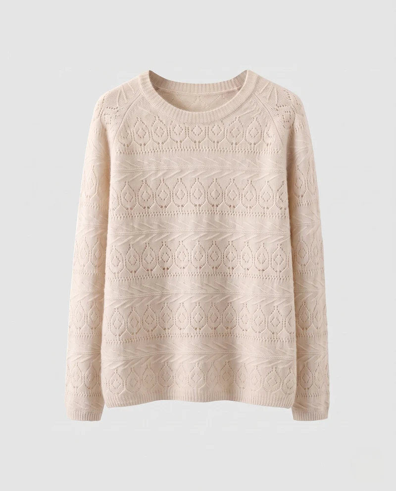 Damen Feinstrickpullover mit Ajourmuster und weichem Mohair‑Look Nord Taschen