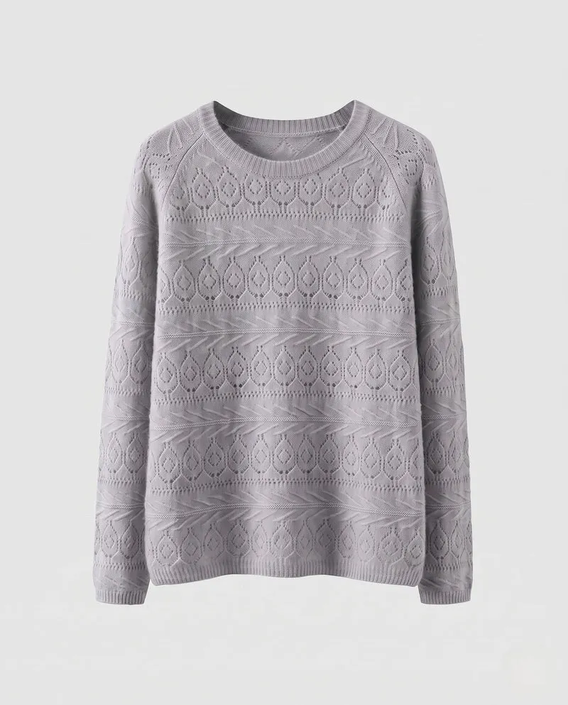Damen Feinstrickpullover mit Ajourmuster und weichem Mohair‑Look Nord Taschen
