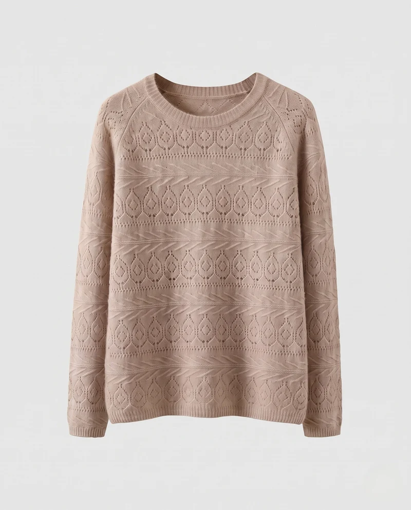 Damen Feinstrickpullover mit Ajourmuster und weichem Mohair‑Look Nord Taschen