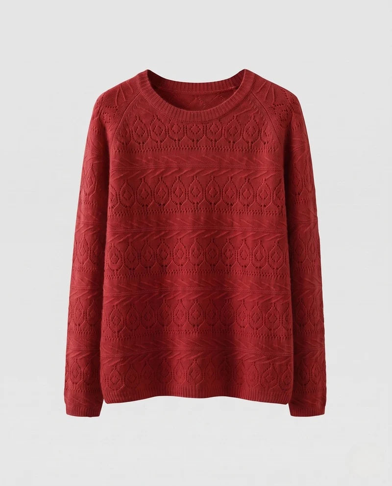 Damen Feinstrickpullover mit Ajourmuster und weichem Mohair‑Look Nord Taschen
