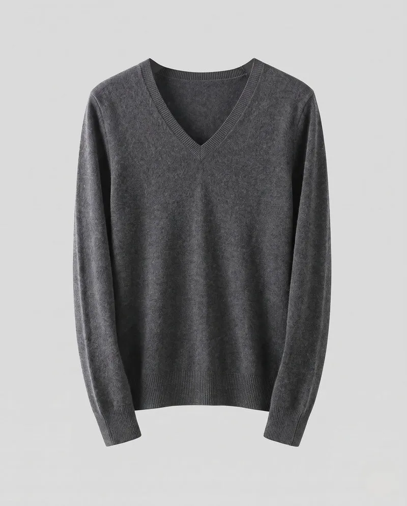 Damen Feinstrick V‑Ausschnittpullover in Kaschmir‑Optik mit schmaler Silhouette Nord Taschen