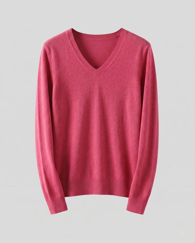 Damen Feinstrick V‑Ausschnittpullover in Kaschmir‑Optik mit schmaler Silhouette Nord Taschen