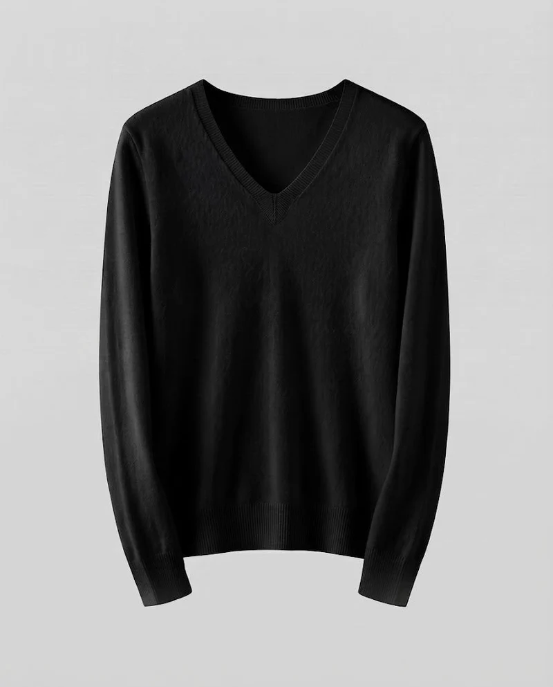 Damen Feinstrick V‑Ausschnittpullover in Kaschmir‑Optik mit schmaler Silhouette Nord Taschen