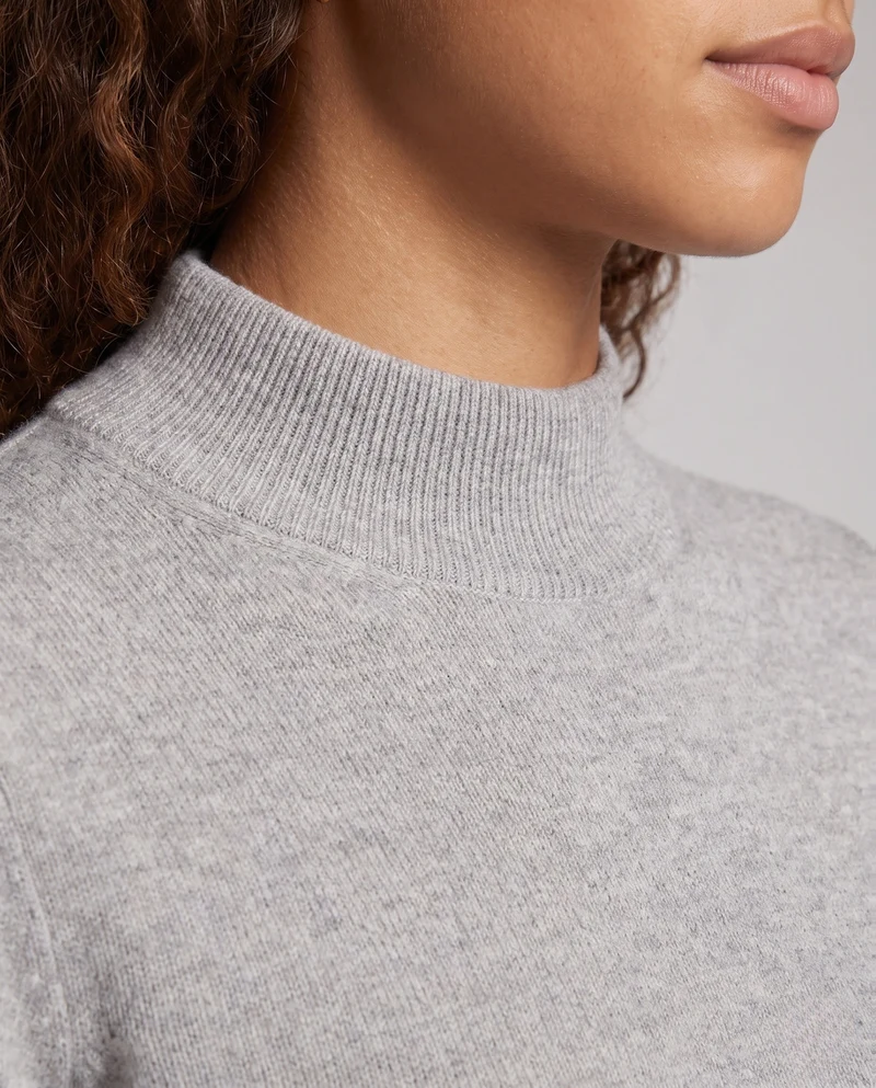 Damen Feinstrick Stehkragenpullover aus Kaschmir-Mix, taillierter Schnitt Nord Taschen