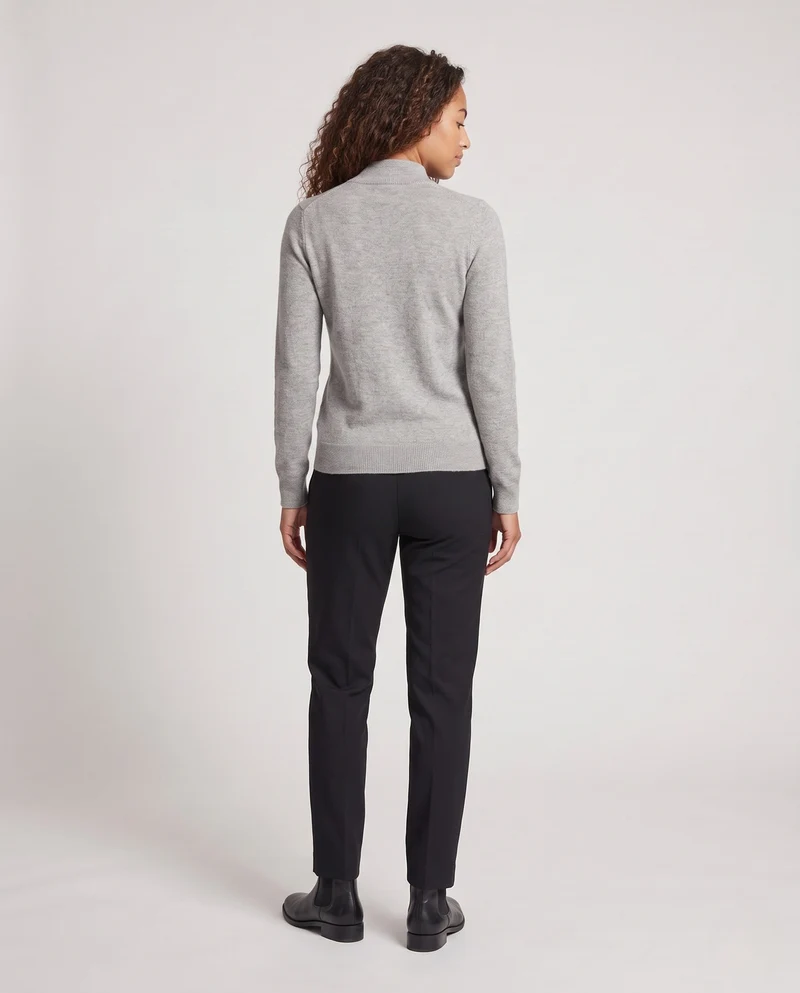 Damen Feinstrick Stehkragenpullover aus Kaschmir-Mix, taillierter Schnitt Nord Taschen