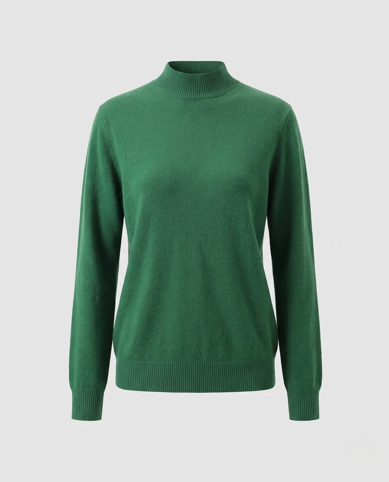 Damen Feinstrick Stehkragenpullover aus Kaschmir-Mix, taillierter Schnitt Nord Taschen