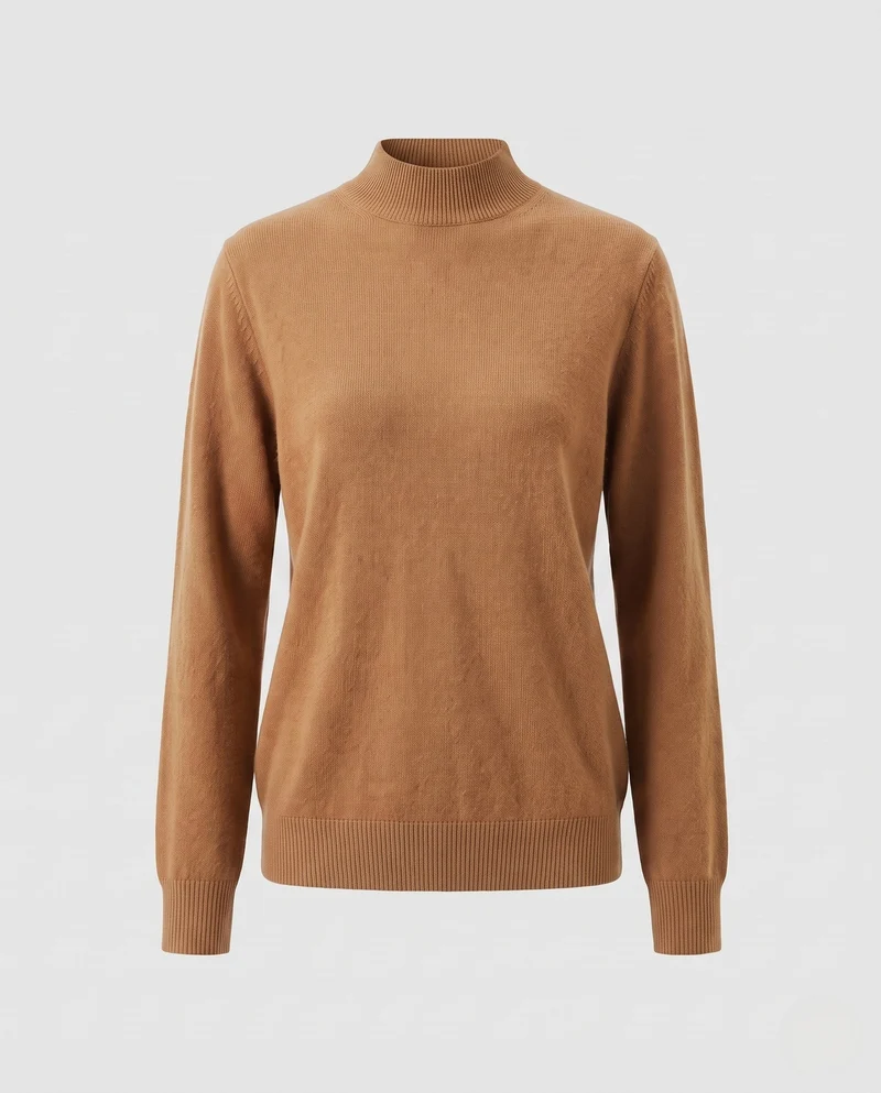 Damen Feinstrick Stehkragenpullover aus Kaschmir-Mix, taillierter Schnitt Nord Taschen