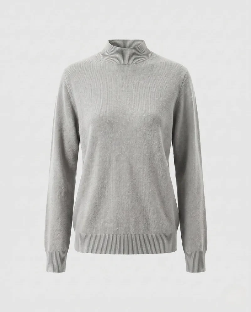 Damen Feinstrick Stehkragenpullover aus Kaschmir-Mix, taillierter Schnitt Nord Taschen