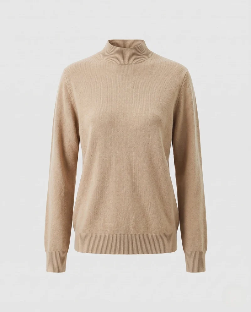 Damen Feinstrick Stehkragenpullover aus Kaschmir-Mix, taillierter Schnitt Nord Taschen