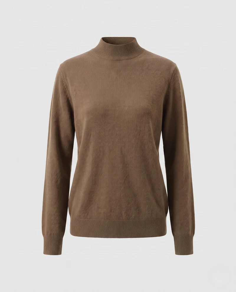 Damen Feinstrick Stehkragenpullover aus Kaschmir-Mix, taillierter Schnitt Nord Taschen