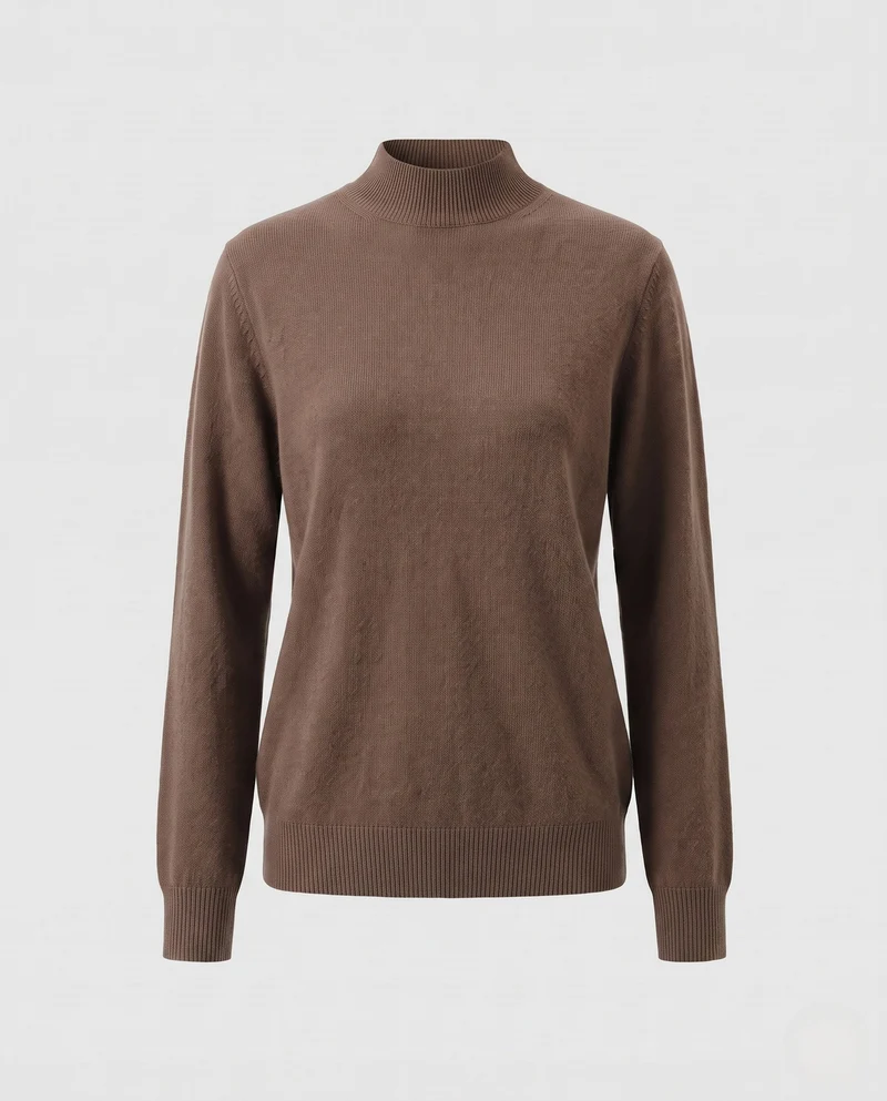 Damen Feinstrick Stehkragenpullover aus Kaschmir-Mix, taillierter Schnitt Nord Taschen
