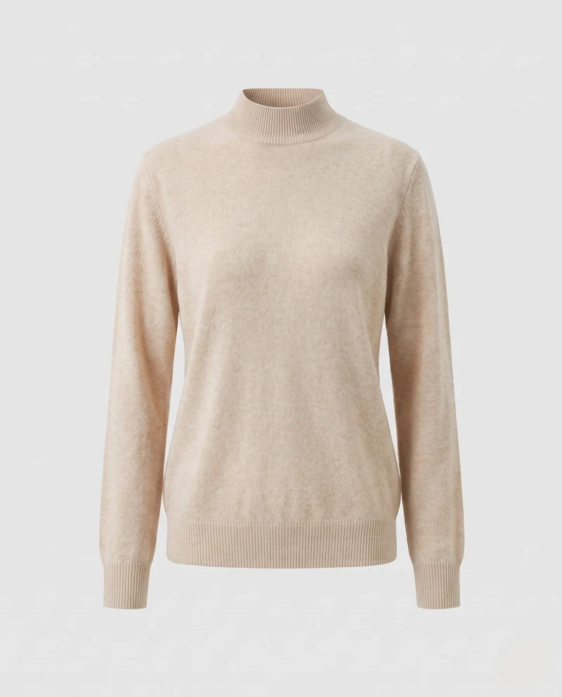 Damen Feinstrick Stehkragenpullover aus Kaschmir-Mix, taillierter Schnitt Nord Taschen