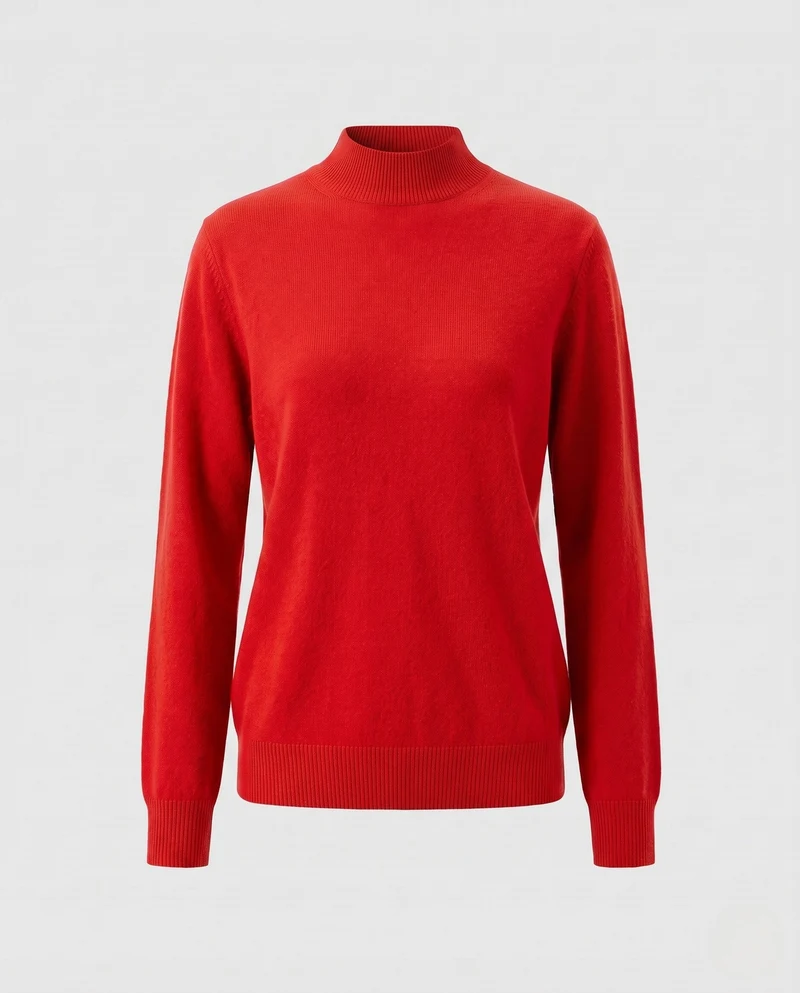 Damen Feinstrick Stehkragenpullover aus Kaschmir-Mix, taillierter Schnitt Nord Taschen