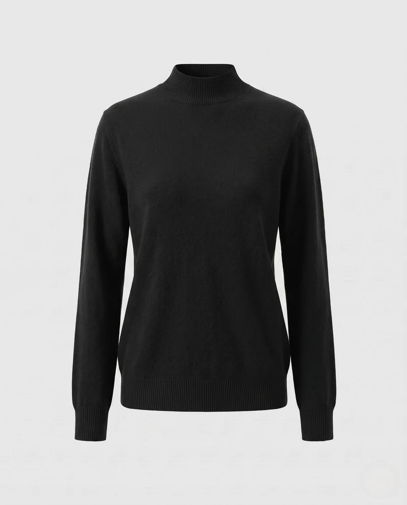Damen Feinstrick Stehkragenpullover aus Kaschmir-Mix, taillierter Schnitt Nord Taschen
