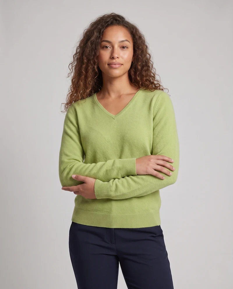 Damen Feinstrick-V-Ausschnitt-Pullover aus kuscheligem Angora-Mix Nord Taschen