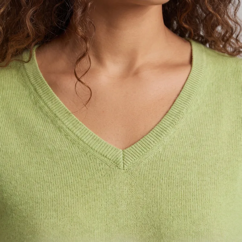 Damen Feinstrick-V-Ausschnitt-Pullover aus kuscheligem Angora-Mix Nord Taschen