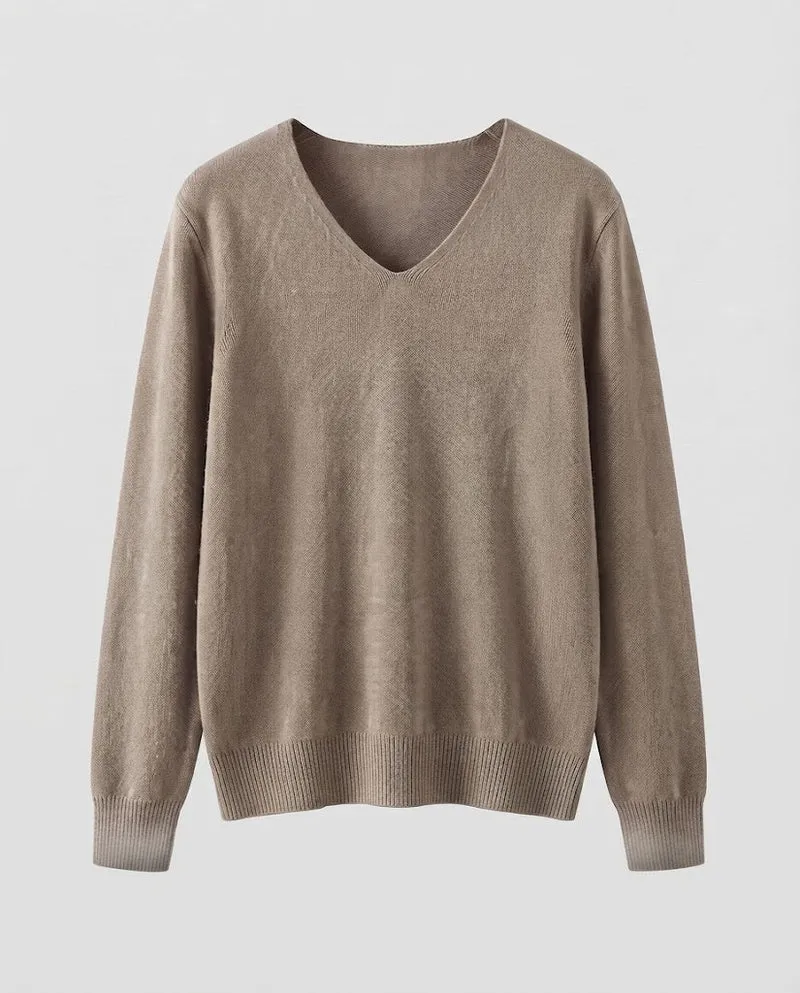 Damen Feinstrick-V-Ausschnitt-Pullover aus kuscheligem Angora-Mix Nord Taschen