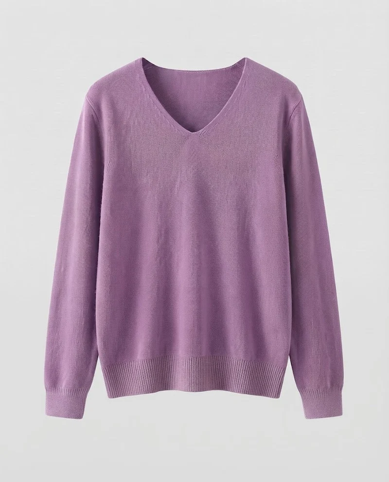 Damen Feinstrick-V-Ausschnitt-Pullover aus kuscheligem Angora-Mix Nord Taschen