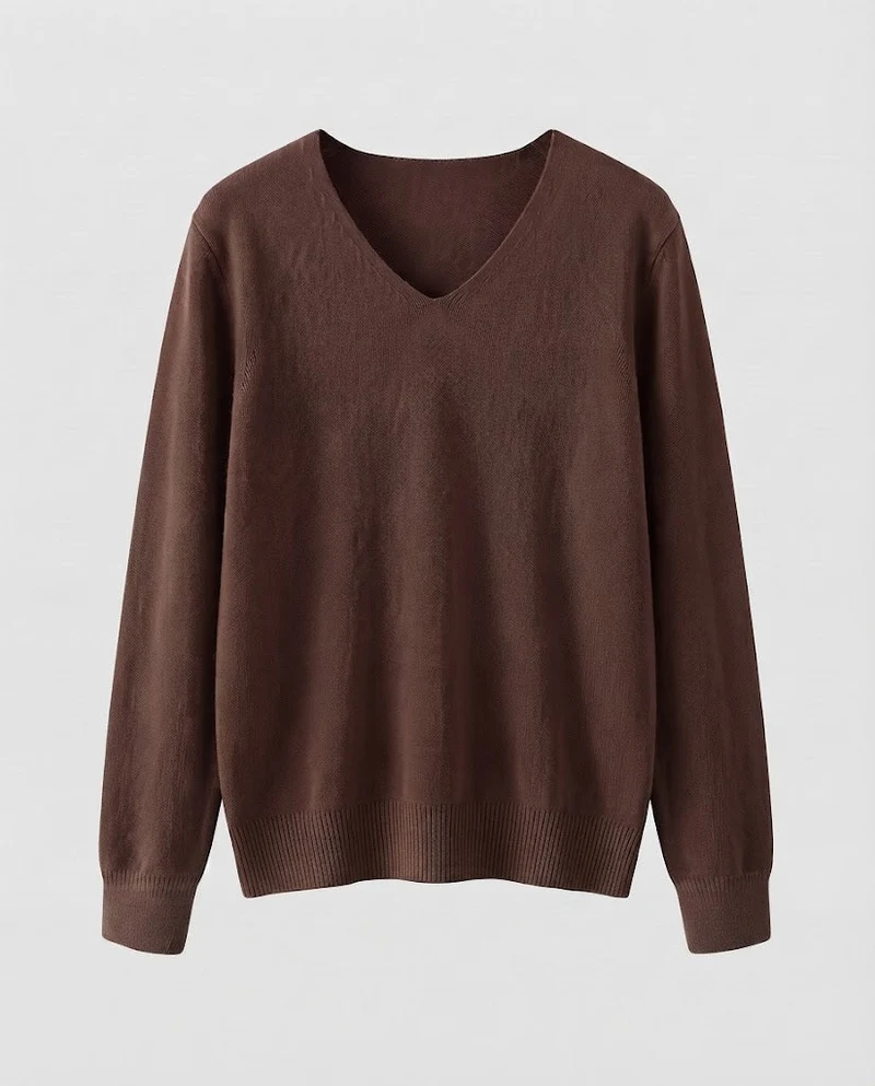 Damen Feinstrick-V-Ausschnitt-Pullover aus kuscheligem Angora-Mix Nord Taschen
