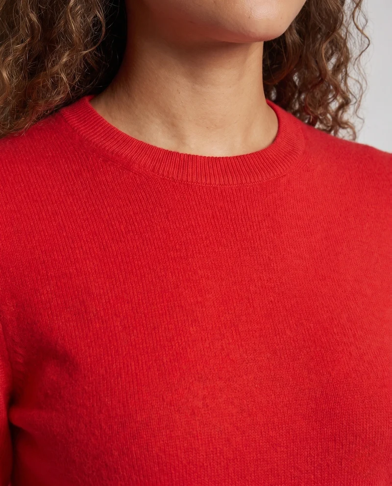 Damen Feinstrick-Rundhalspullover aus weichem Wollmix mit minimalistischer Silhouette Nord Taschen
