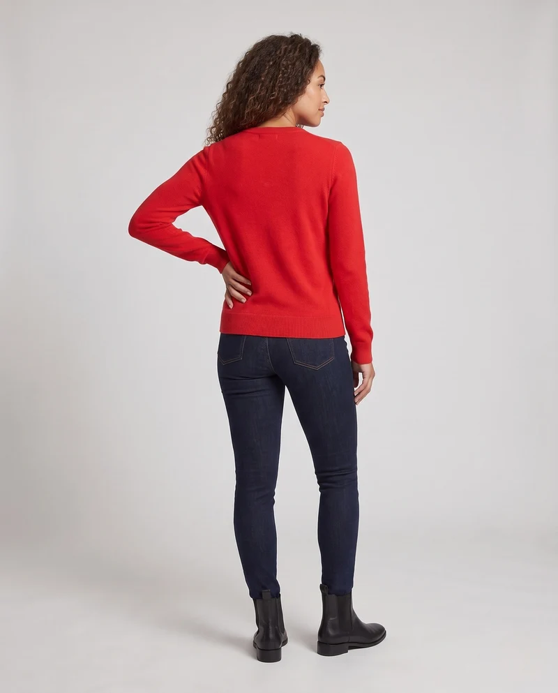 Damen Feinstrick-Rundhalspullover aus weichem Wollmix mit minimalistischer Silhouette Nord Taschen