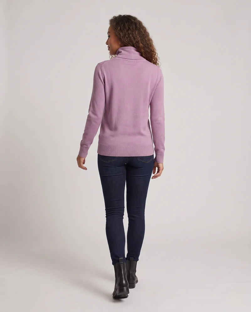 Damen Feinstrick-Rollkragenpullover mit verlängerten Bündchen und Daumenloch Nord Taschen