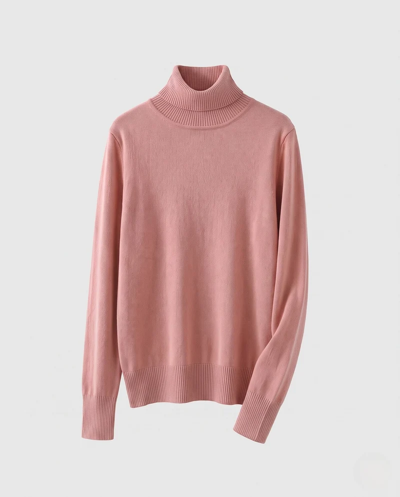 Damen Feinstrick-Rollkragenpullover mit verlängerten Bündchen und Daumenloch Nord Taschen