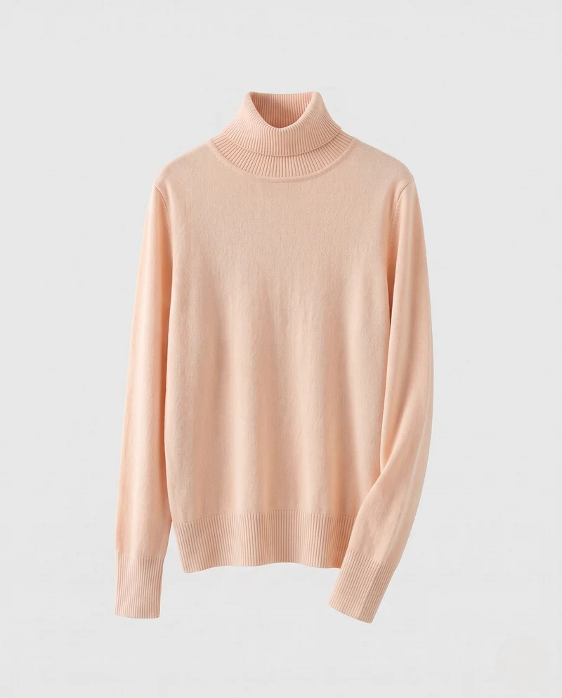 Damen Feinstrick-Rollkragenpullover mit verlängerten Bündchen und Daumenloch Nord Taschen