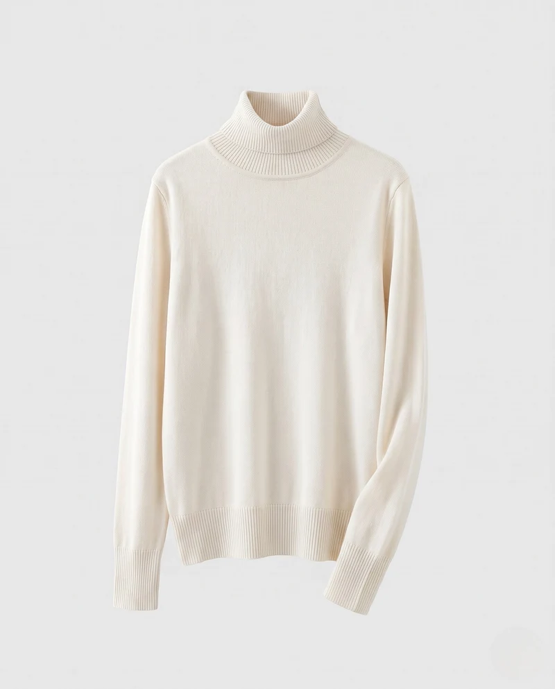 Damen Feinstrick-Rollkragenpullover mit verlängerten Bündchen und Daumenloch Nord Taschen