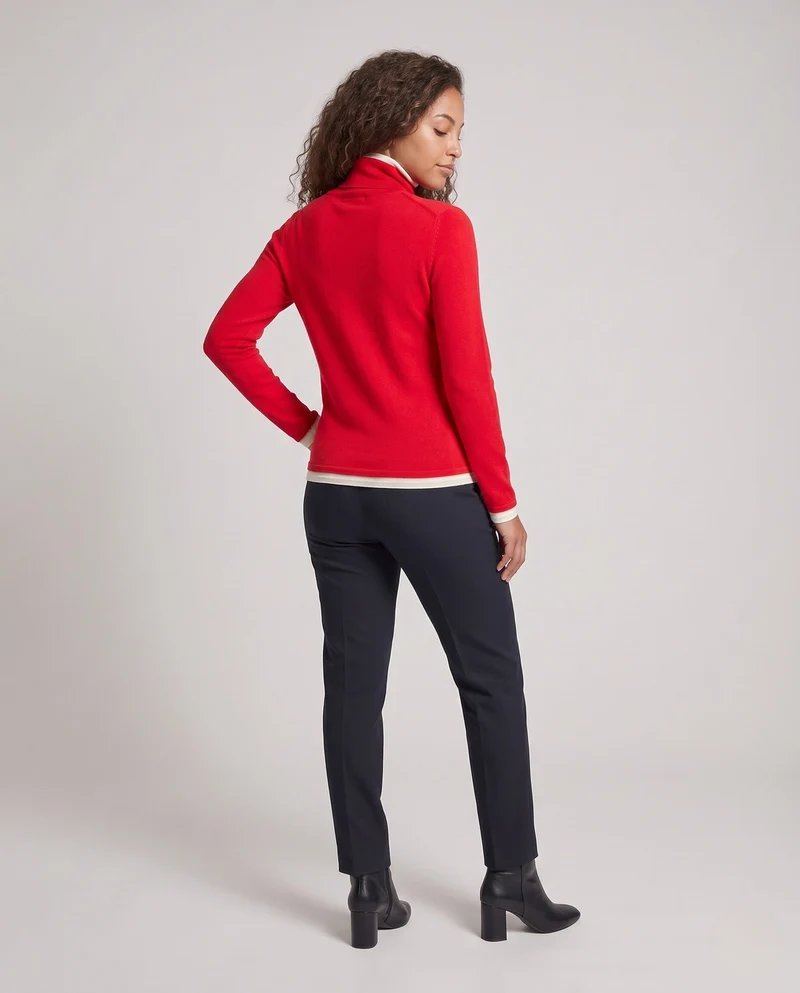 Damen Feinstrick-Rollkragenpullover mit weichfloriger Oberfläche und minimalistischem Schnitt Nord Taschen