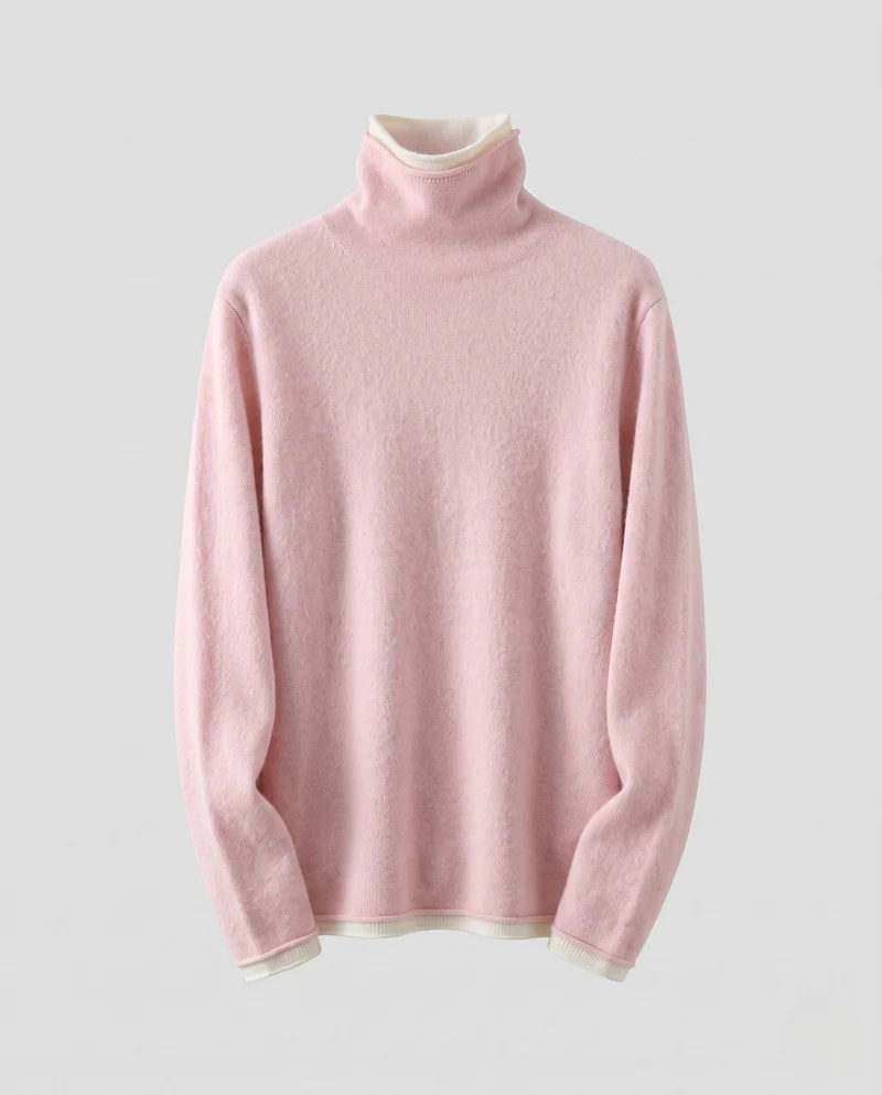 Damen Feinstrick-Rollkragenpullover mit weichfloriger Oberfläche und minimalistischem Schnitt Nord Taschen