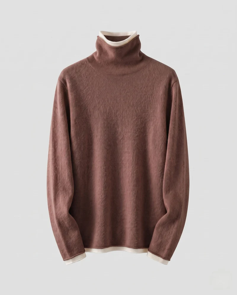 Damen Feinstrick-Rollkragenpullover mit weichfloriger Oberfläche und minimalistischem Schnitt Nord Taschen