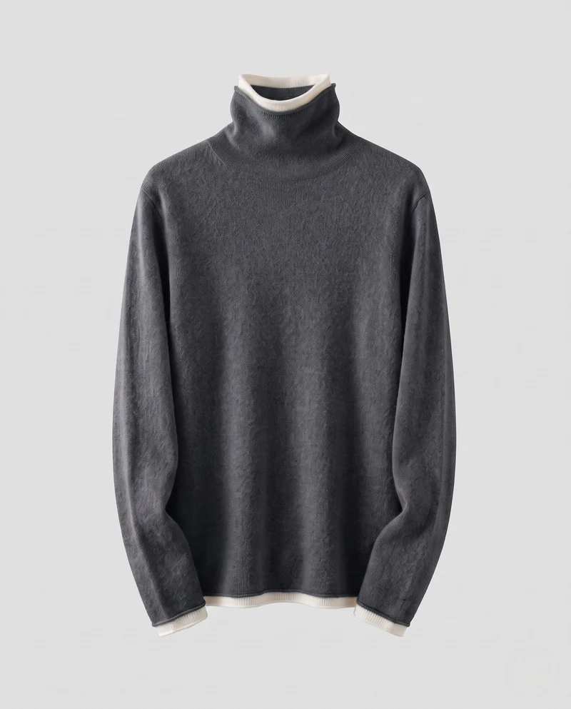 Damen Feinstrick-Rollkragenpullover mit weichfloriger Oberfläche und minimalistischem Schnitt Nord Taschen